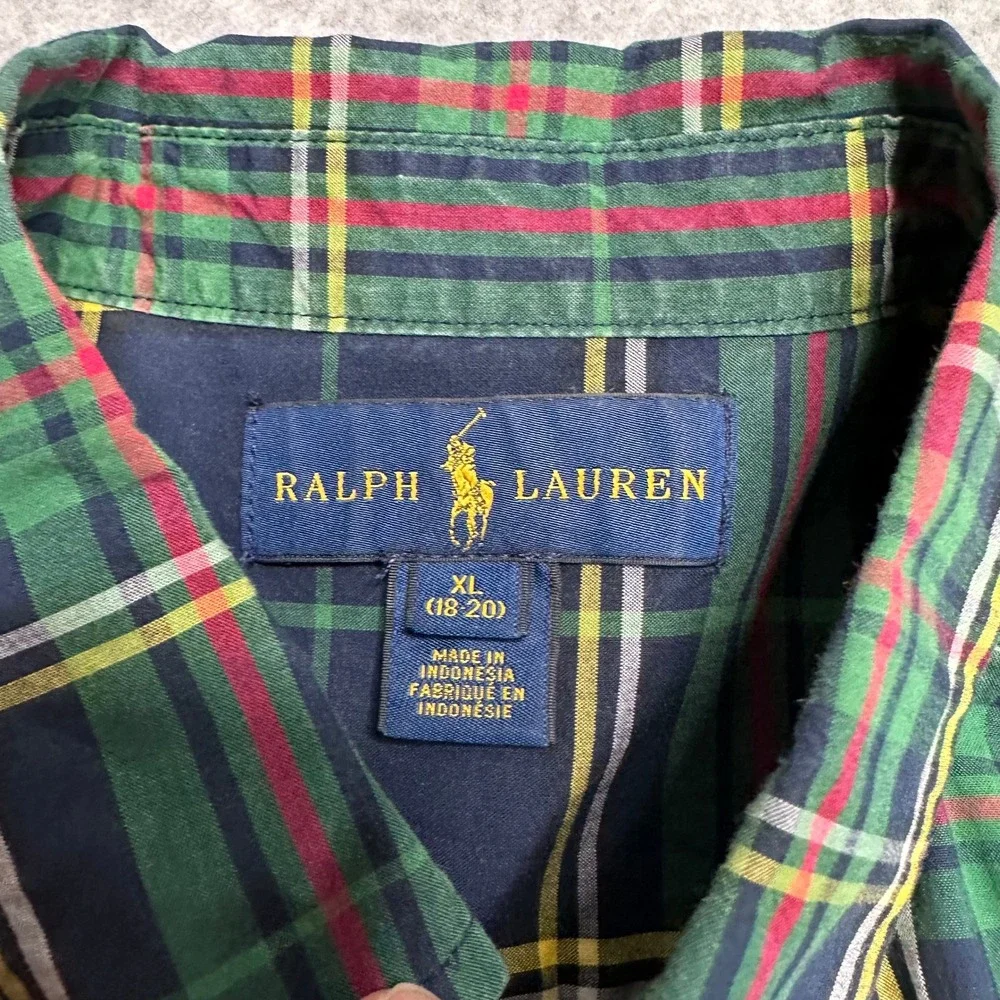 Ralph Lauren Kids Plaid Button Down Shirts Bundle XL 18-20 Red‎ Blue Green Navy
